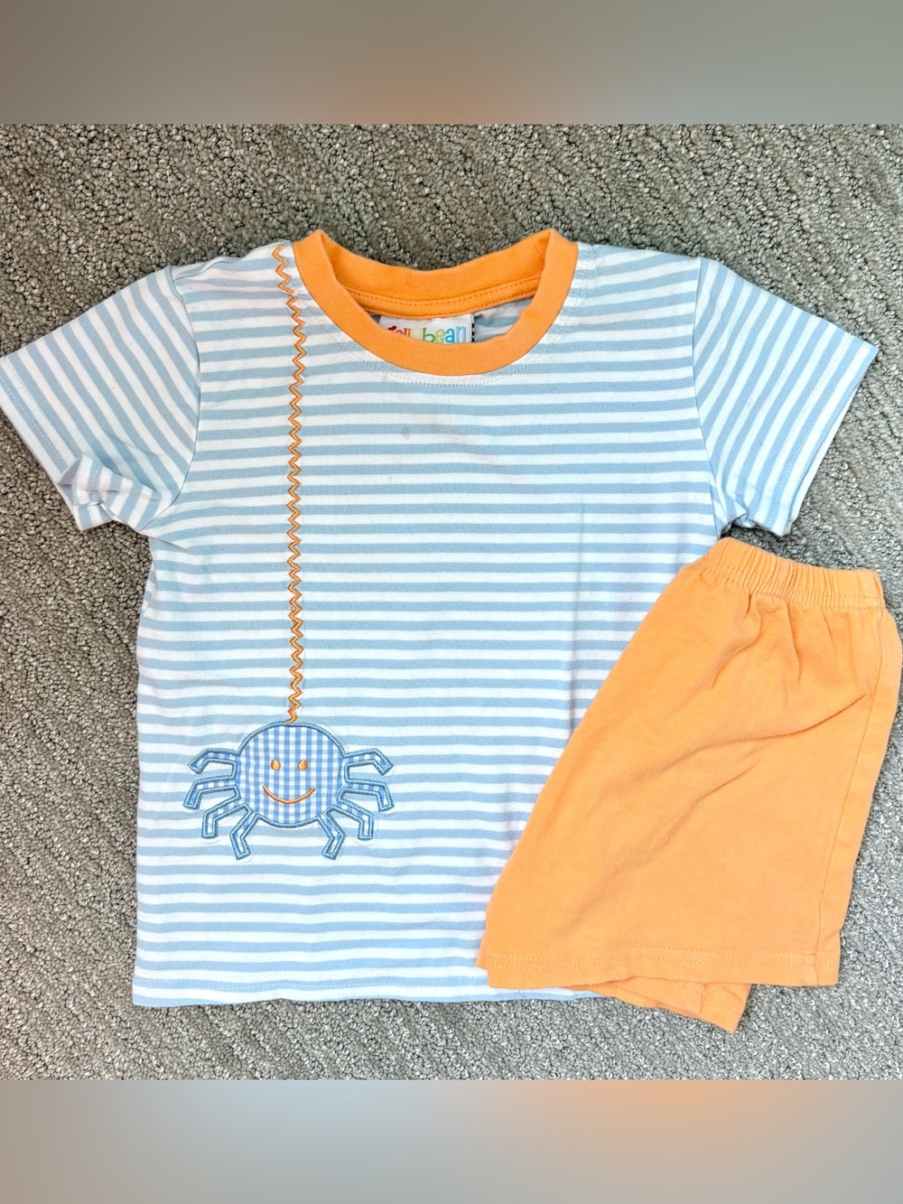 Boys Halloween Spider Short Set Jellybean Smock sz 2t
